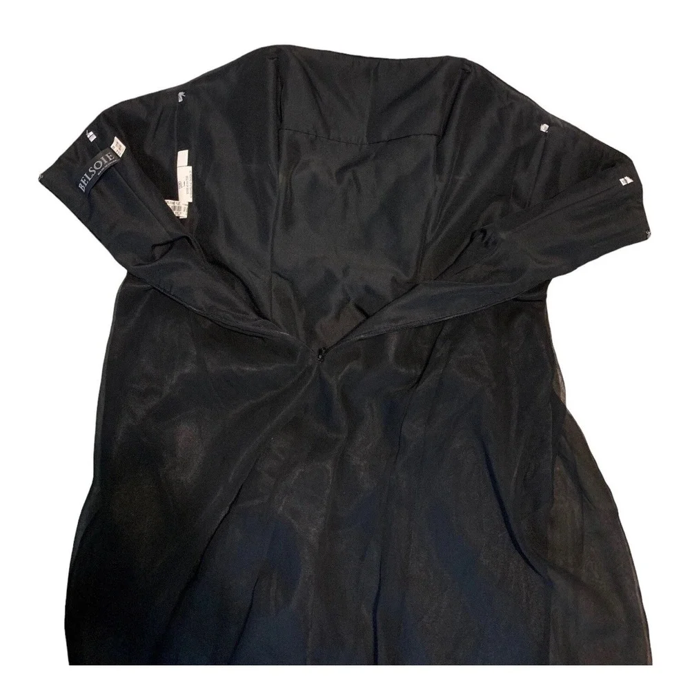 Belsoie Black Strapless Formal Dress‎ 10 Satin Chiffon Empire Waist Bridesmaids